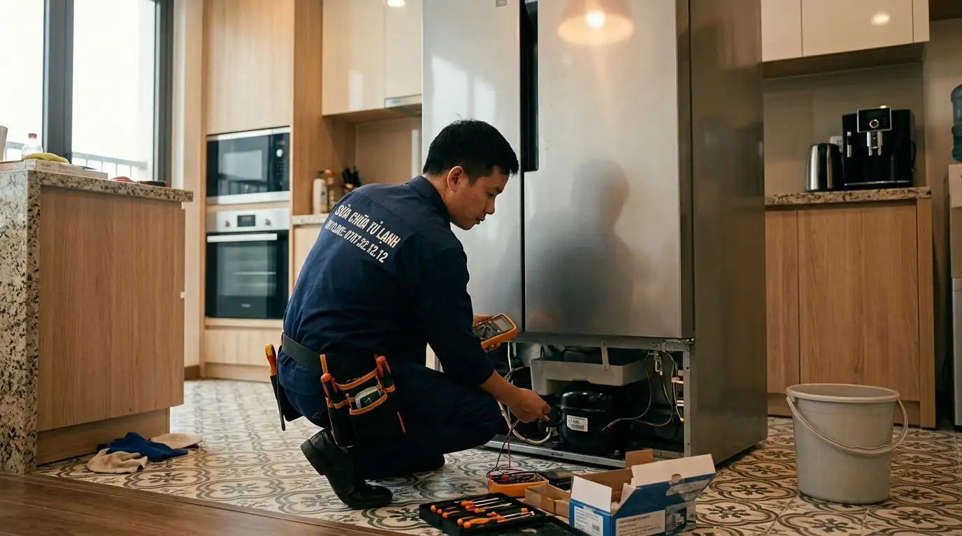 tủ lạnh mất lạnh hoàn toàn do hỏng block máy nén