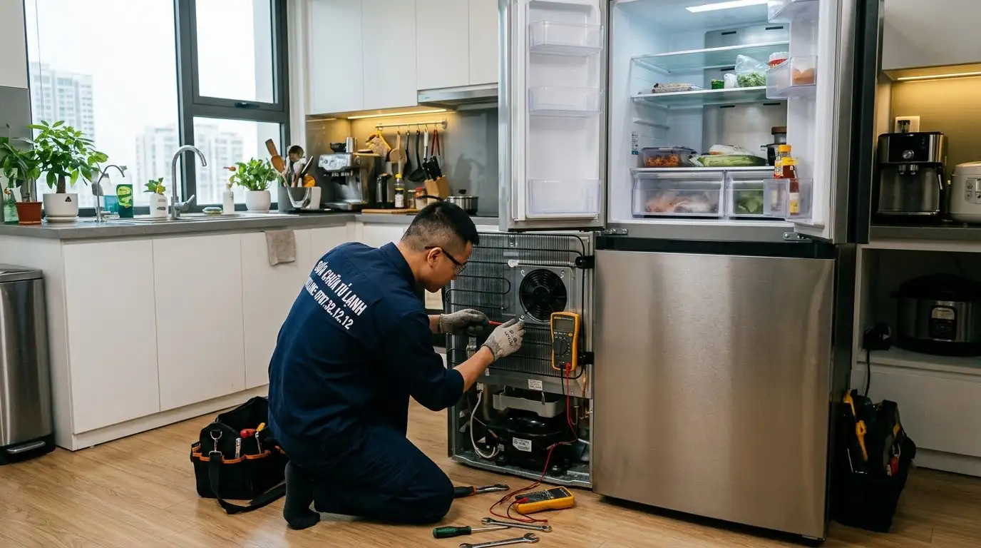 Thao tác kỹ thuật triệt tiêu tiếng ồn lạ phát ra từ tủ lạnh